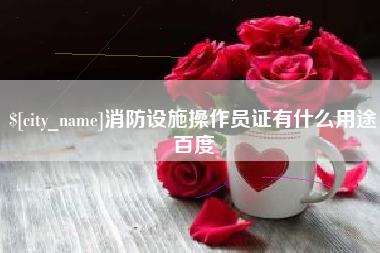 咸宁消防设施操作员证有什么用途百度